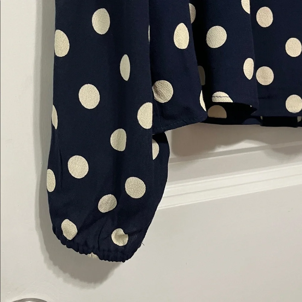J. Crew Long Sleeve Peplum Polka Dot Top Sz 12
